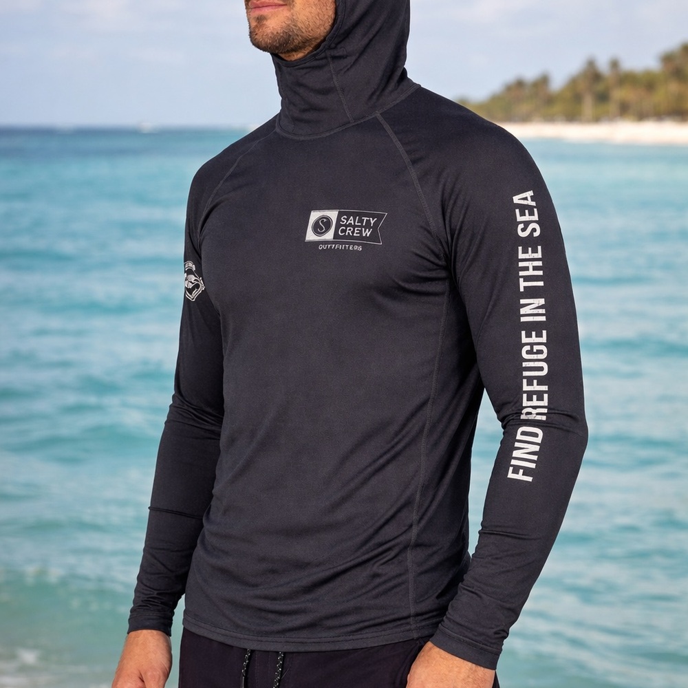 Salty Crew Thrill Seekers Men's XL Black Surf Shirt Sun Protection 50+ UVA UVB